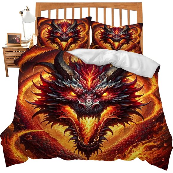 Dragon Bedding Set - Twin Queen King Full Size Comforter Set for Kids Teens